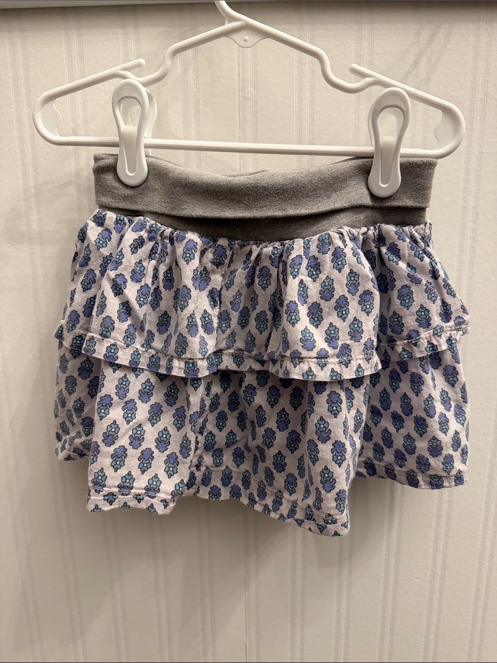 Peek Blue Floral Ruffle Skirt with Gray Waistband